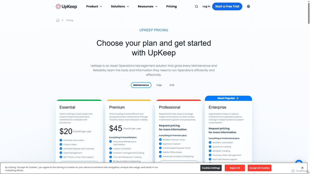 Pricing & Plans | UpKeep for UpKeep