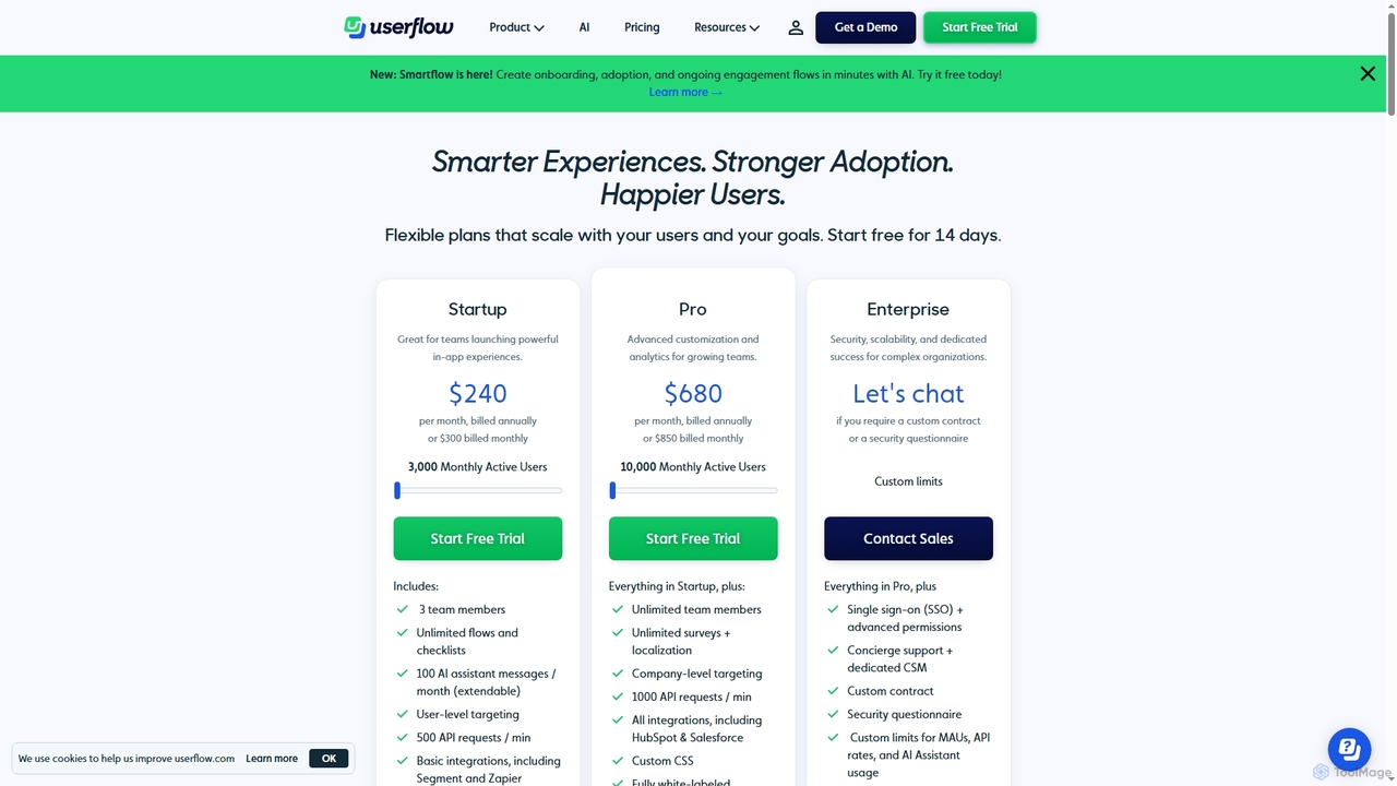 Userflow Pricing | Build Better Product Experiences for Userflow