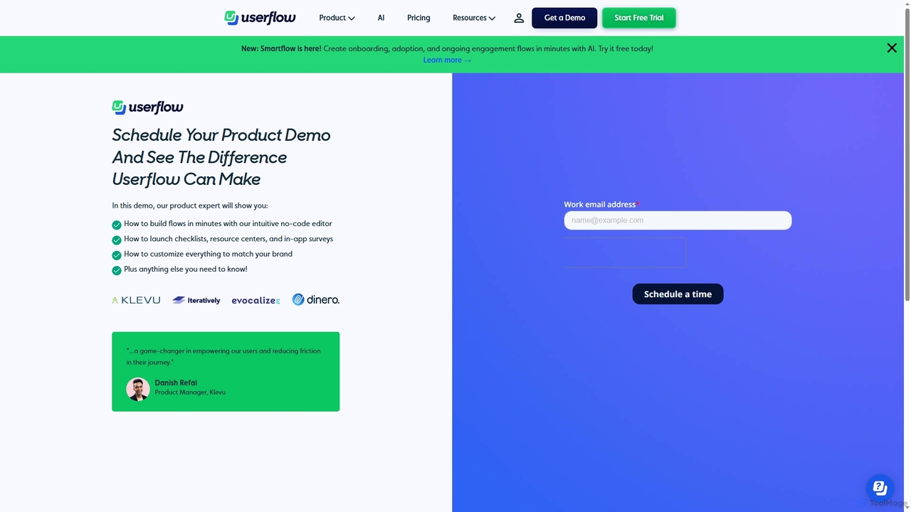 Demo Schedule for Userflow