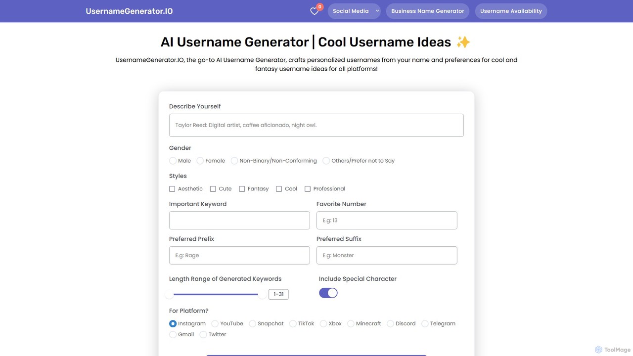 UsernameGenerator.io