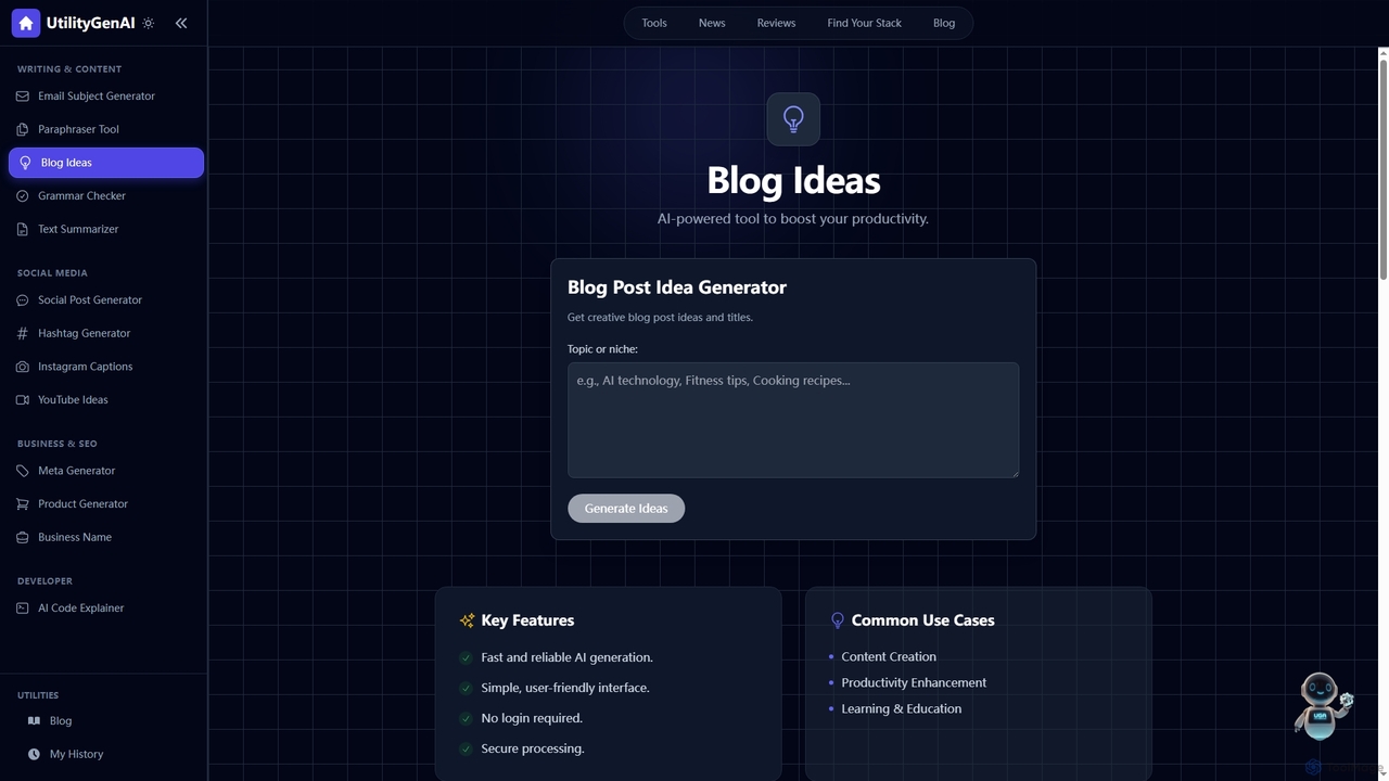 Free AI Blog Post Idea Generator | UtilityGenAI | UtilityGenAI for UtilityGenAI