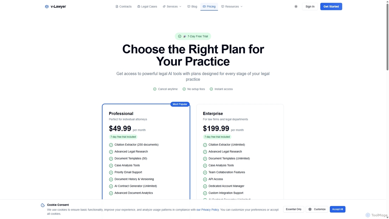 v-Lawyer Pricing | Legal AI Solution Pricing Plans for V-lawyer