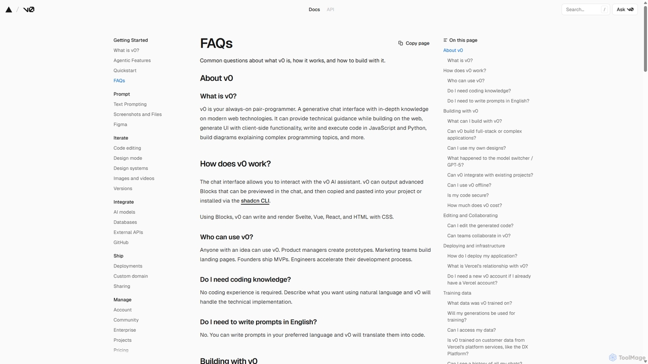 FAQs | v0 Docs for V0