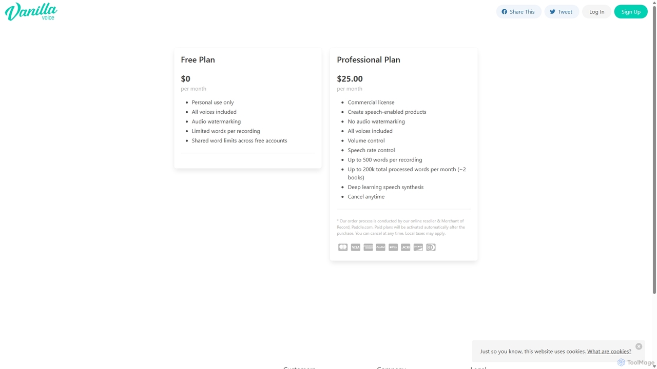 VanillaVoice - Pricing for VanillaVoice