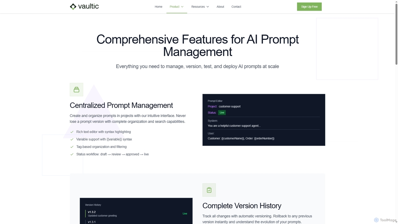 Features | Vaultic | AI Prompt Management Platform for Vaultic
