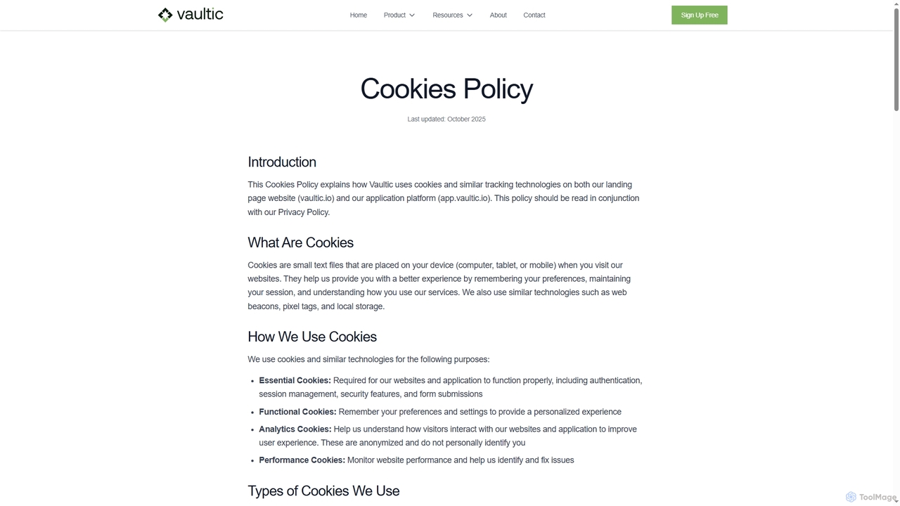Cookies Policy | Vaultic for Vaultic