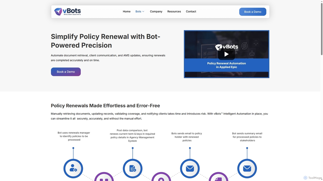 Simplify Policy Renewal: AI Intelligent Automation for Faster Renewals for vbots