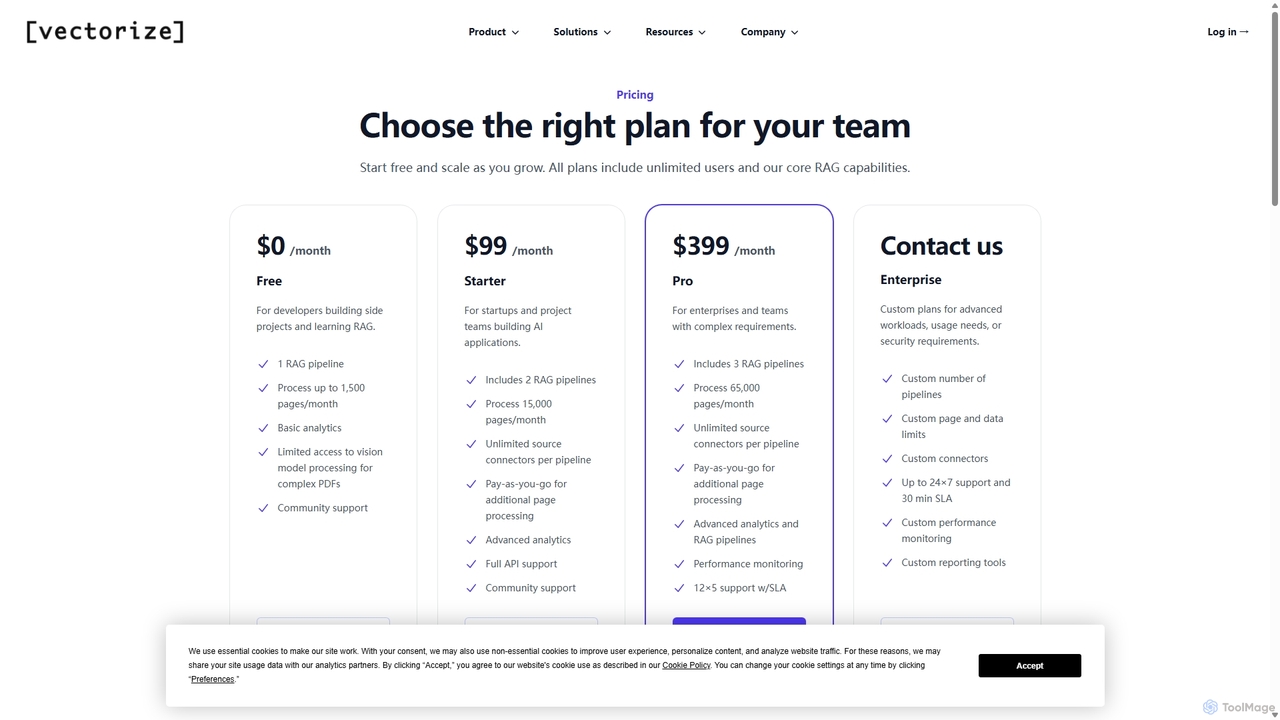 Pricing - Vectorize for Vectorize