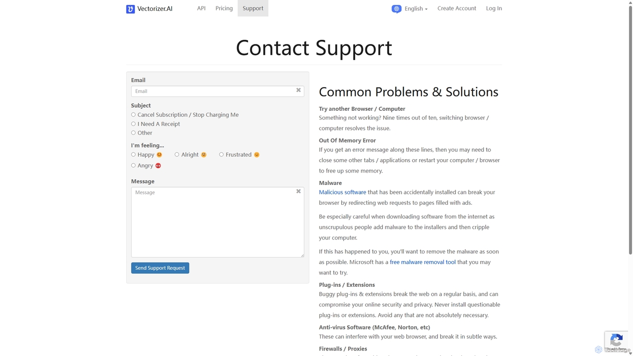 Contact Support - Vectorizer.AI for Vectorizer.AI