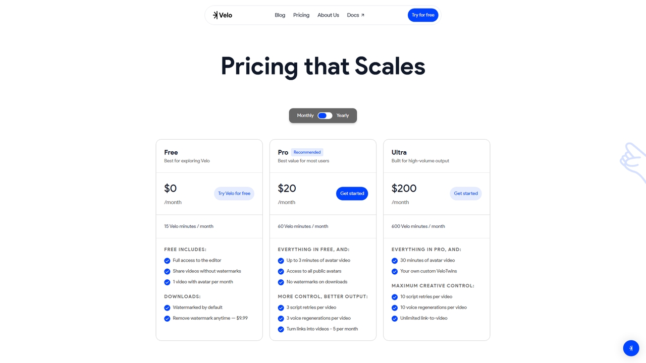 Pricing | Velo for Velo