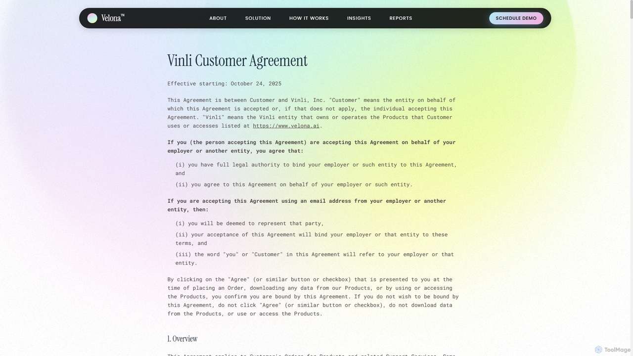 Vinli Customer Agreement - Velona - Velona for Velona