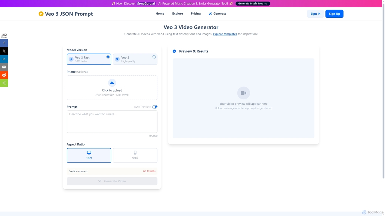 Veo3 Video Generator (New) - Veo3JSONPrompt.com for Veo3 JSON Prompt