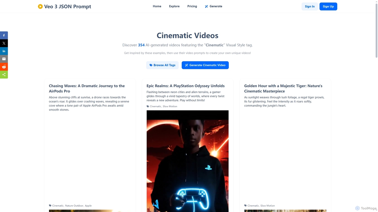 Cinematic Videos - Visual Style Tag | Veo3JSONPrompt.com for Veo3 JSON Prompt