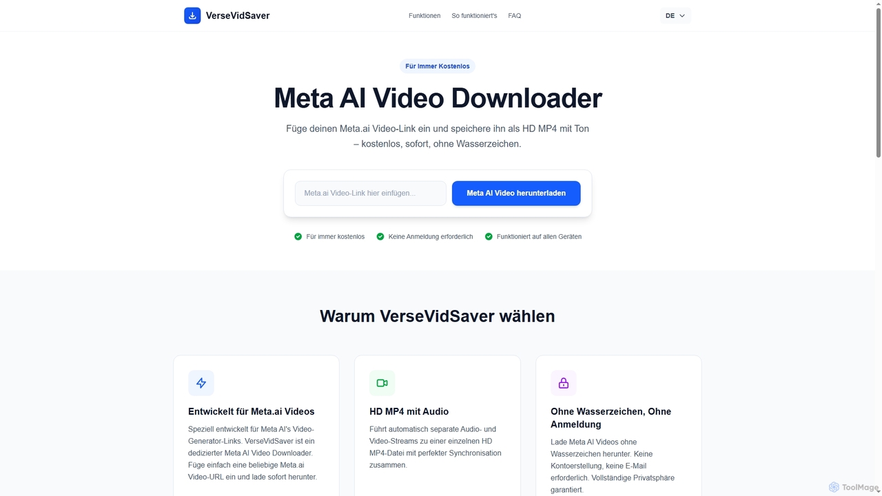 Meta AI Video Downloader – Lade AI Videos in HD herunter for VerseVidSaver