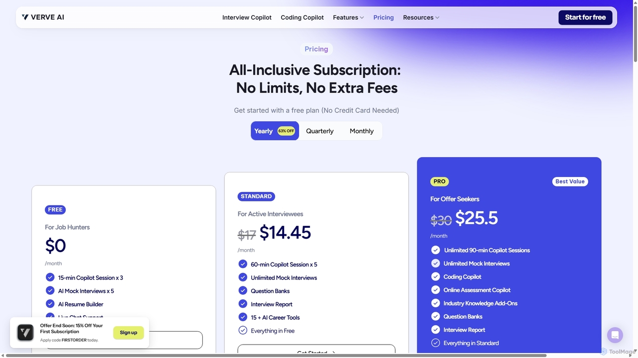 FREE AI Interview Copilot | Verve AI Pricing for VerveCopilot