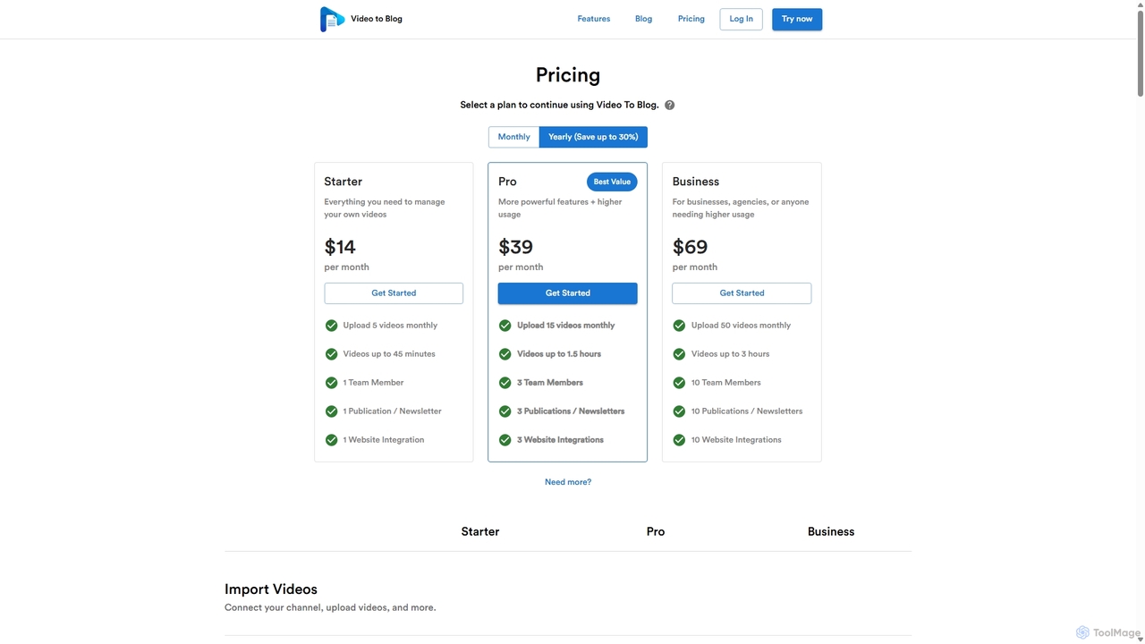 Pricing | Video To Blog for Video To Blog