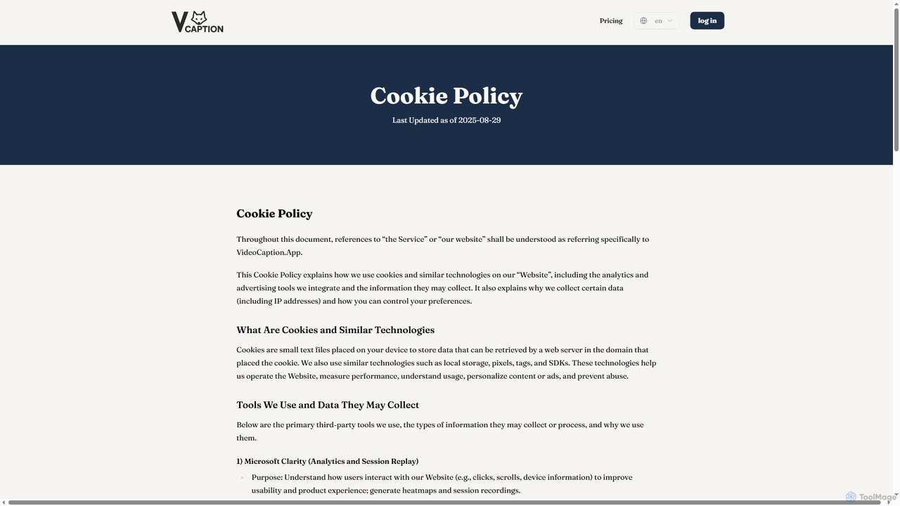 Cookie Policy | Video Caption App for VideoCaption