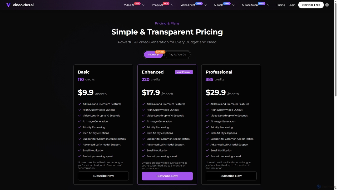 VideoPlus.ai: Pricing Made Simple & Clear for VideoPlus.ai