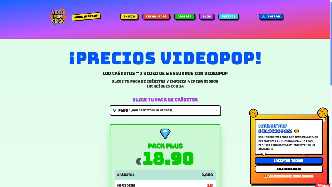 Precios VideoPop - Packs desde 5€ | Sin Suscripción Mensual for VideoPop