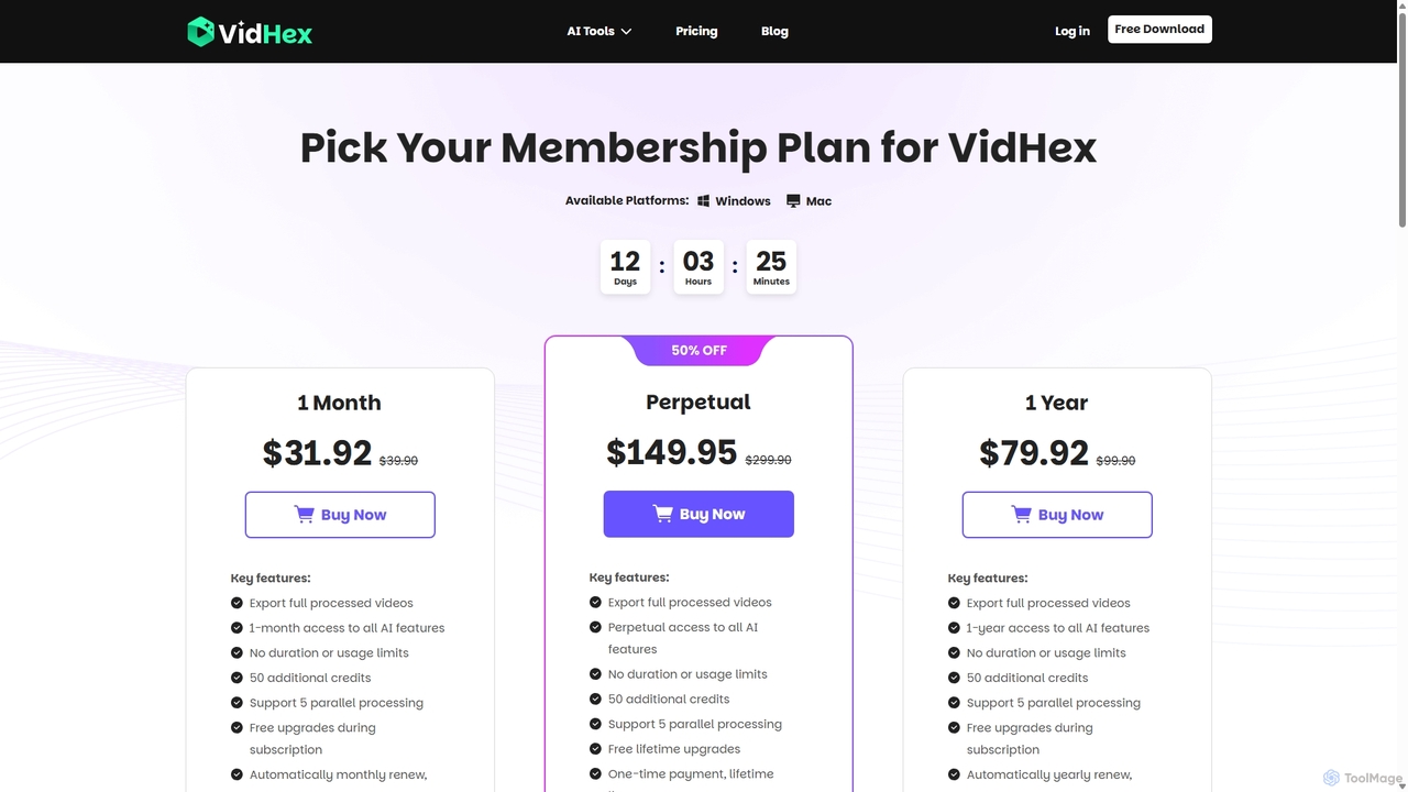 VidHex Pricing Center: Pick Your Membership Plan for VidHex