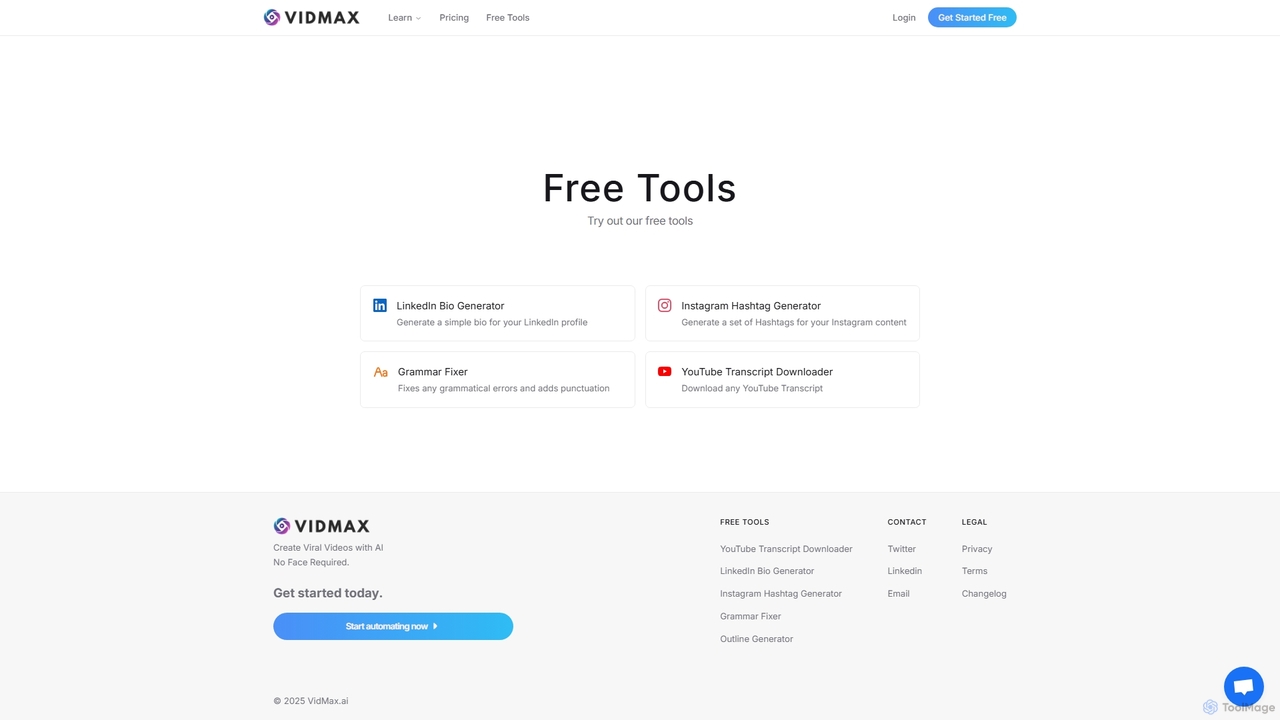 Free AI Video Tools - Voice, Script & Image Generator | VidMax for VidMax