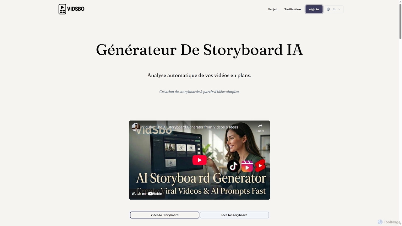 Générateur de storyboard IA｜Vidéo en storyboard - VidSbo for Vidsbo