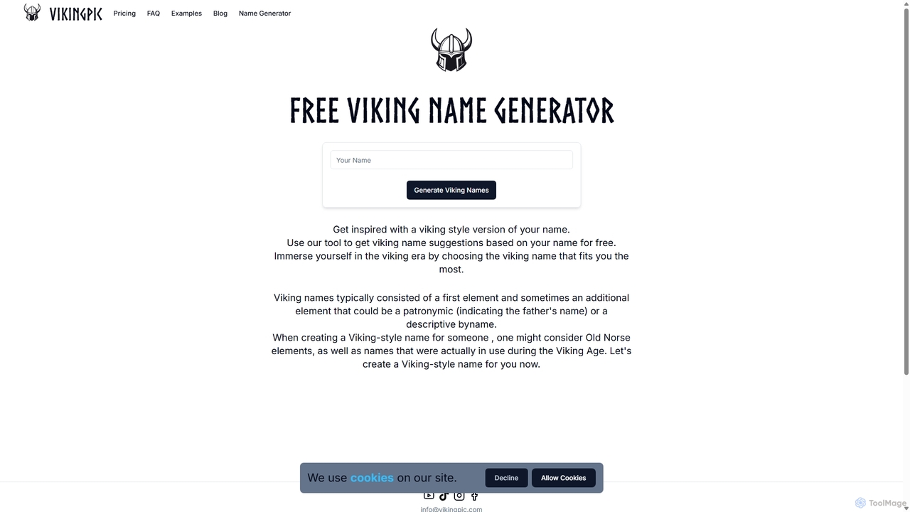 Free Viking Name Generator Tool - VikingPic for VikingPic