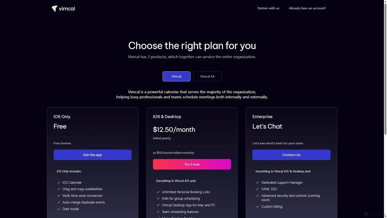 Vimcal Pricing for Vimcal