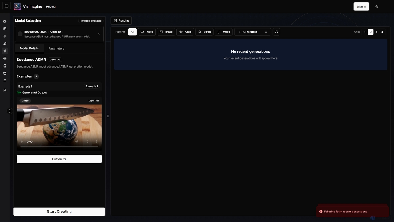 VisImagine - Seedance ASMR AI Generator for VisImagine
