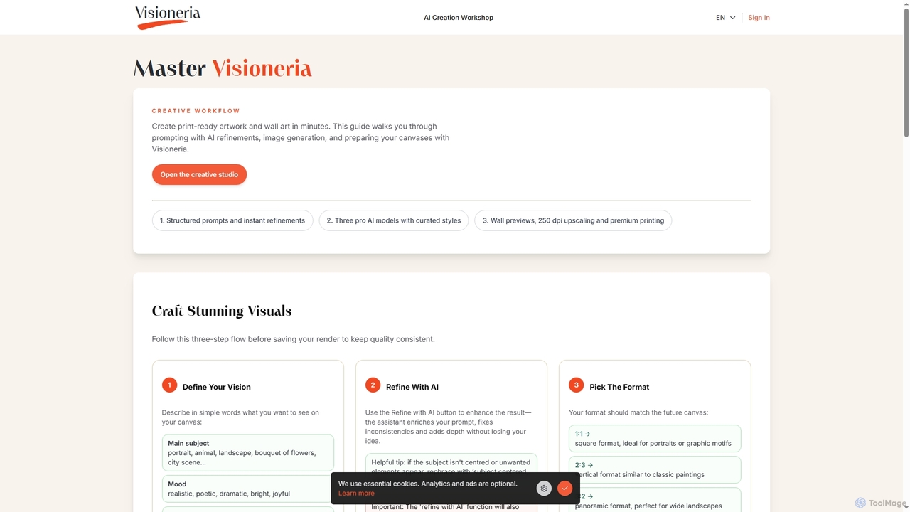 Visioneria Guide: From Prompt to Gallery-Ready Canvas | Visioneria for Visioneria
