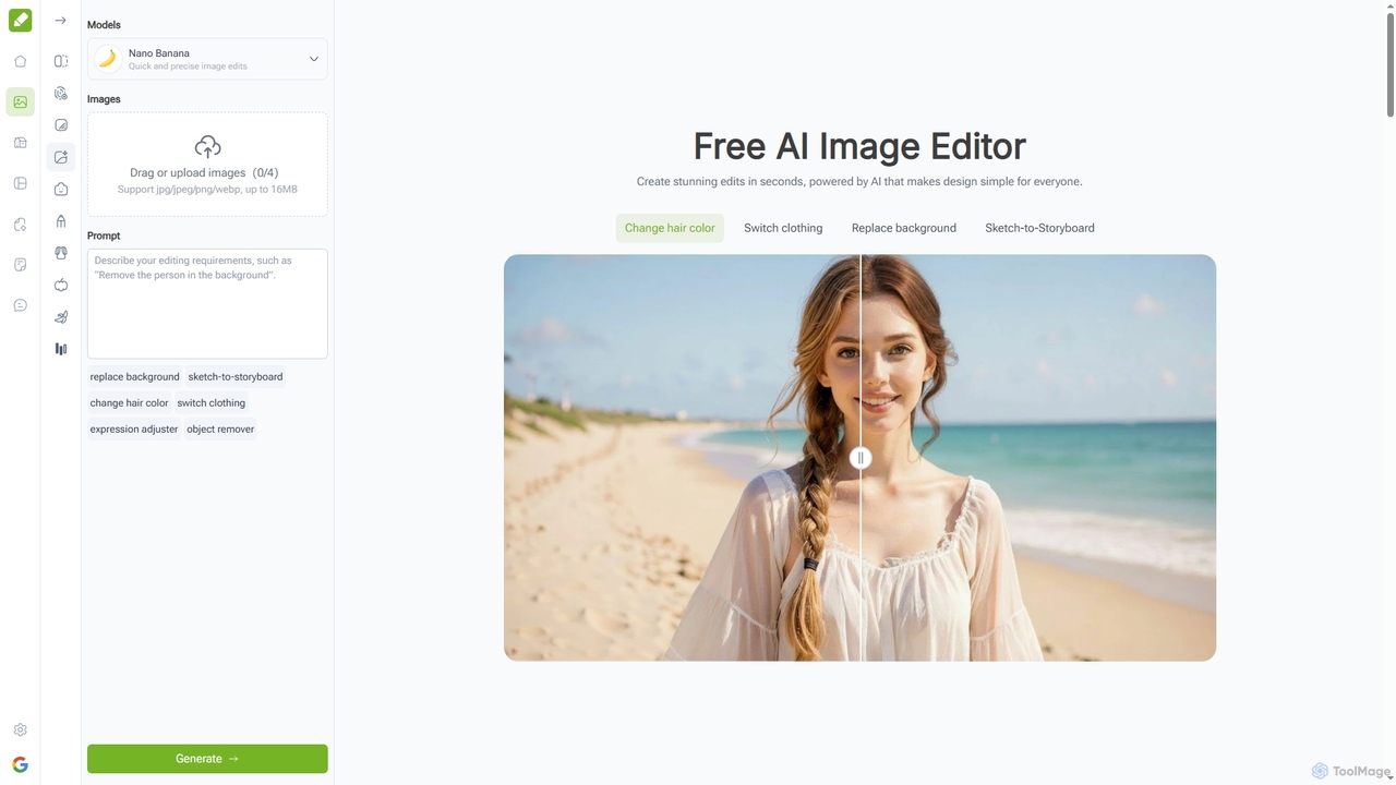 Free AI Image Editor – Edit Images Online, No Sign-Up for VisualGPT