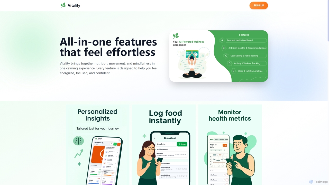 Features - AI-Powered Wellness Tracking | Vitality for Vitality