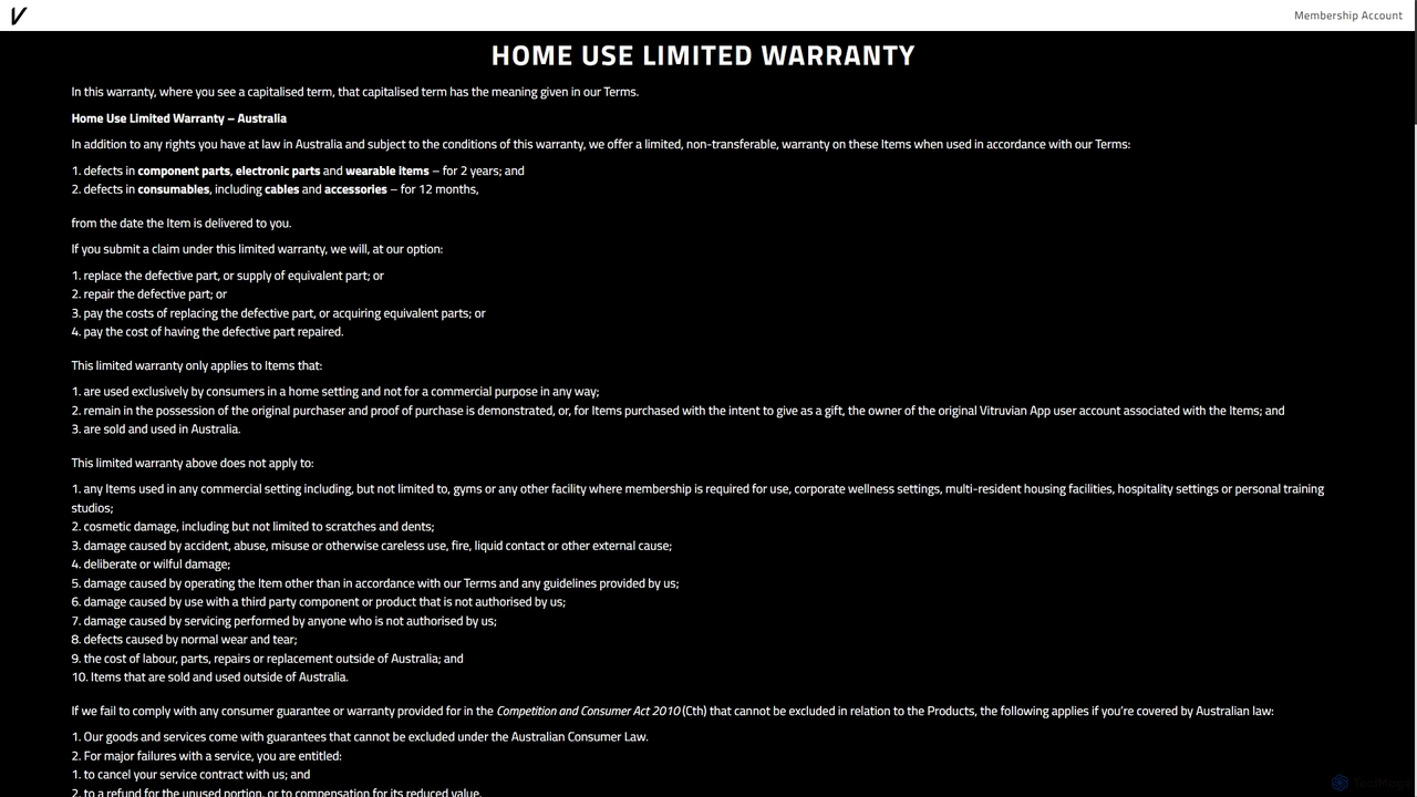 Home Use Limited Warranty – Vitruvian for Vitruvianform