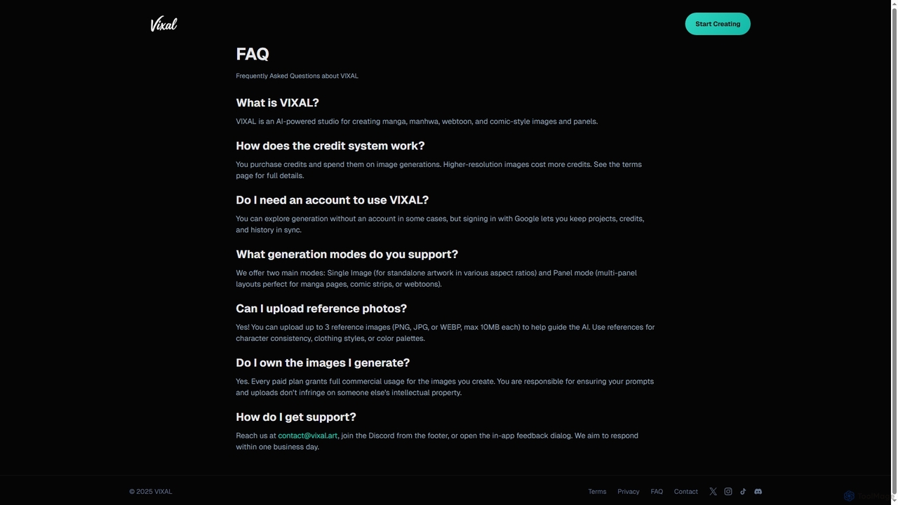 FAQ | VIXAL - AI Manga, Manhwa & Comic Generator for Vixal