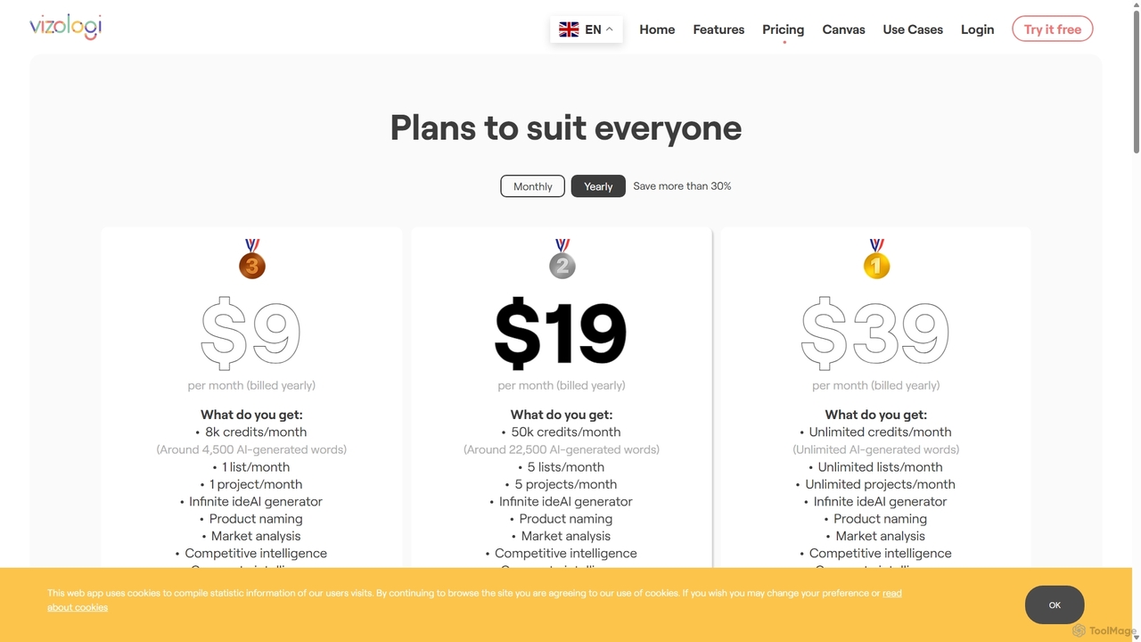 Pricing - Vizologi for Vizologi