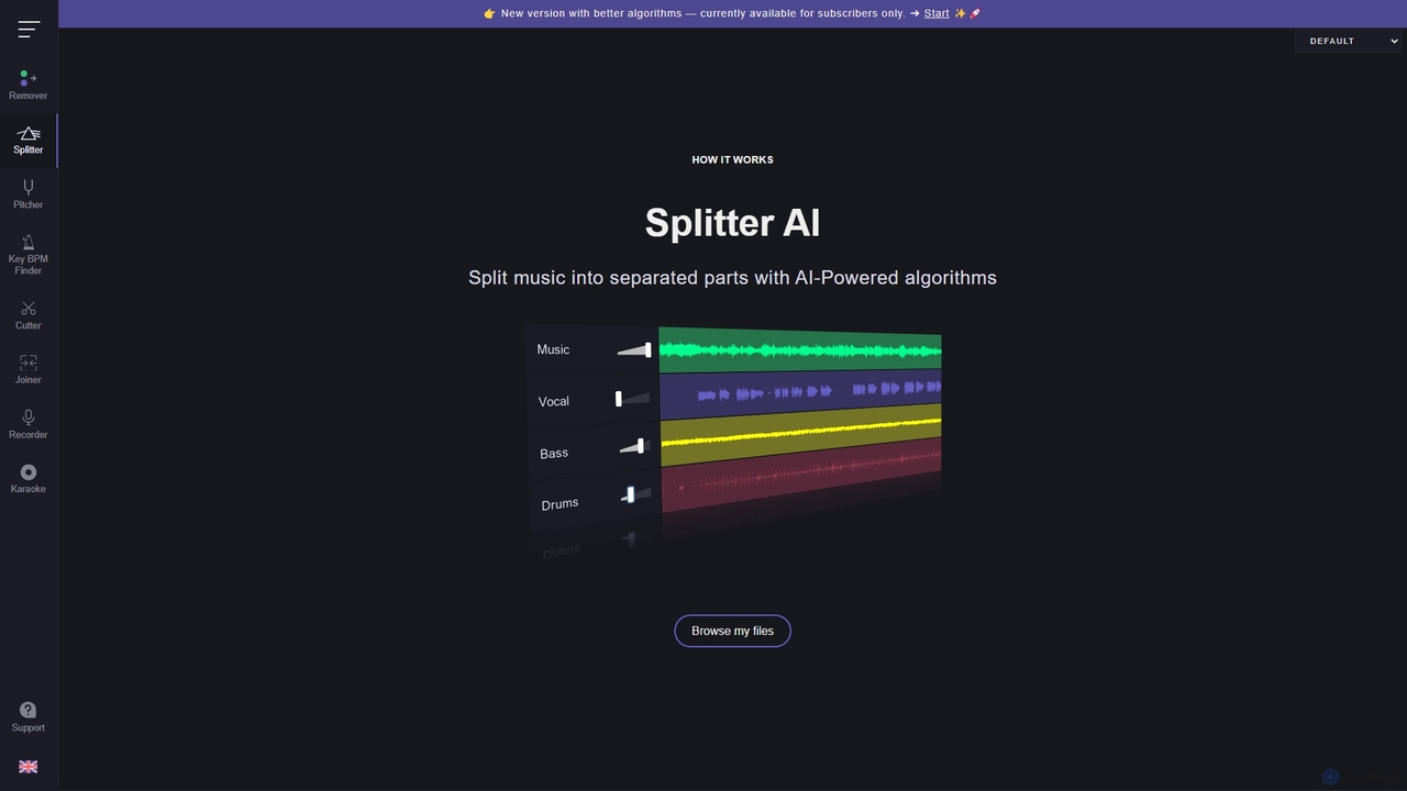 Splitter AI — Isolate instruments from a song for Vocal Remover