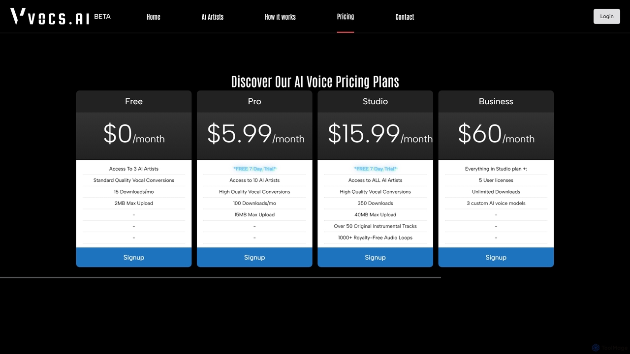 Vocs AI Pricing | Free AI Voice Generator and Subscription Tiers for Vocs AI