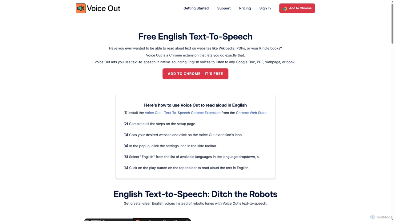 Free Text-To-Speech in English - Voice Out for Voice Out