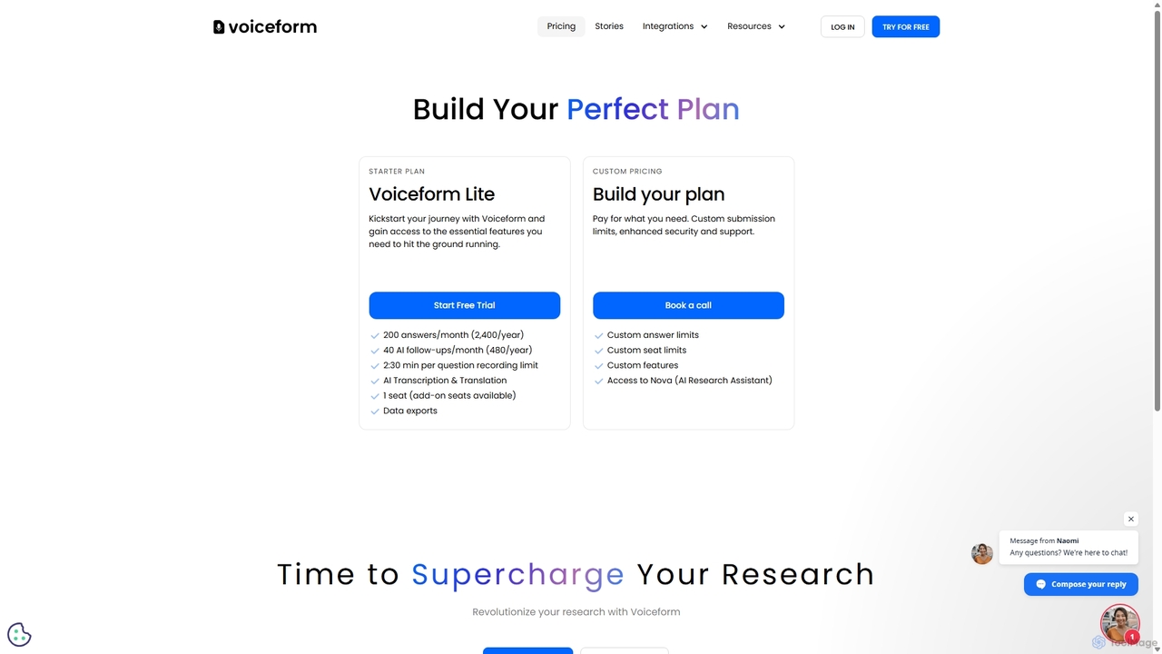 💬1 - Voiceform | Pricing for Voiceform