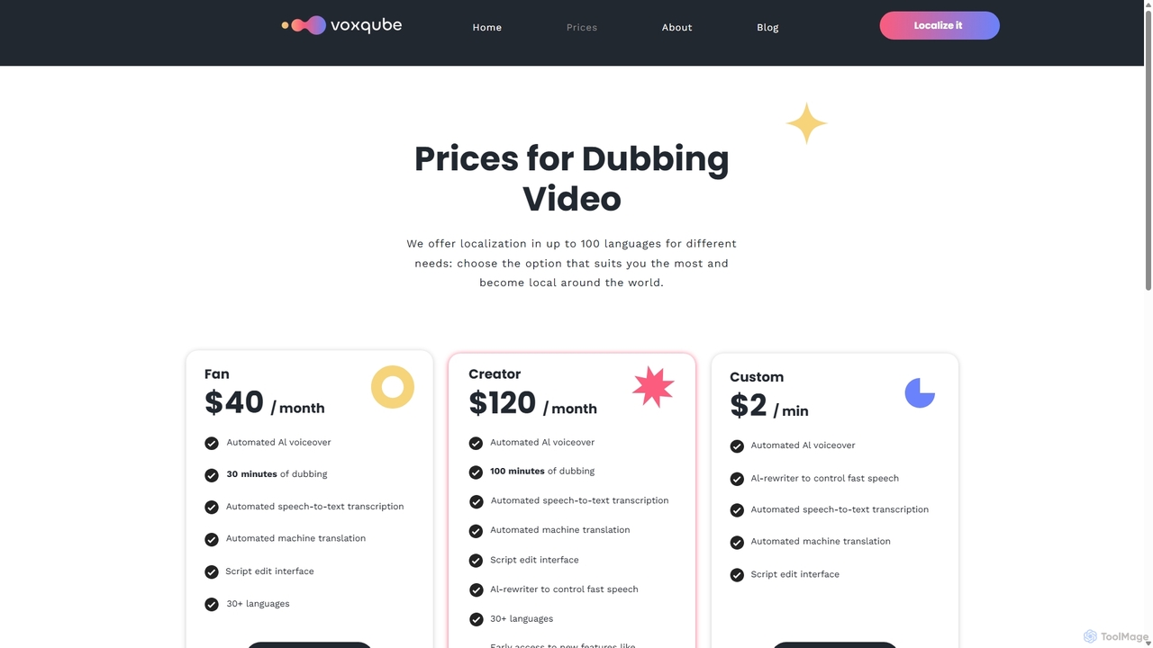 Prices | voxqube for Voxqube