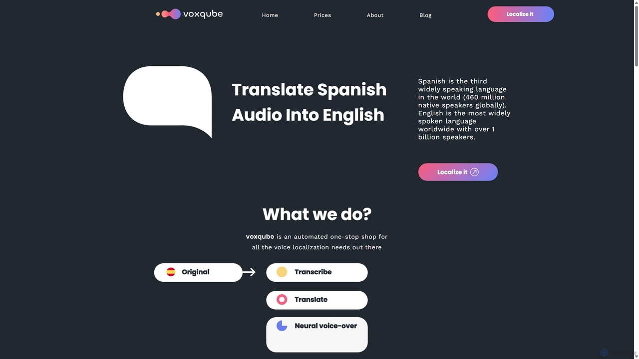 Translate Spanish to English audio | voxqube for Voxqube