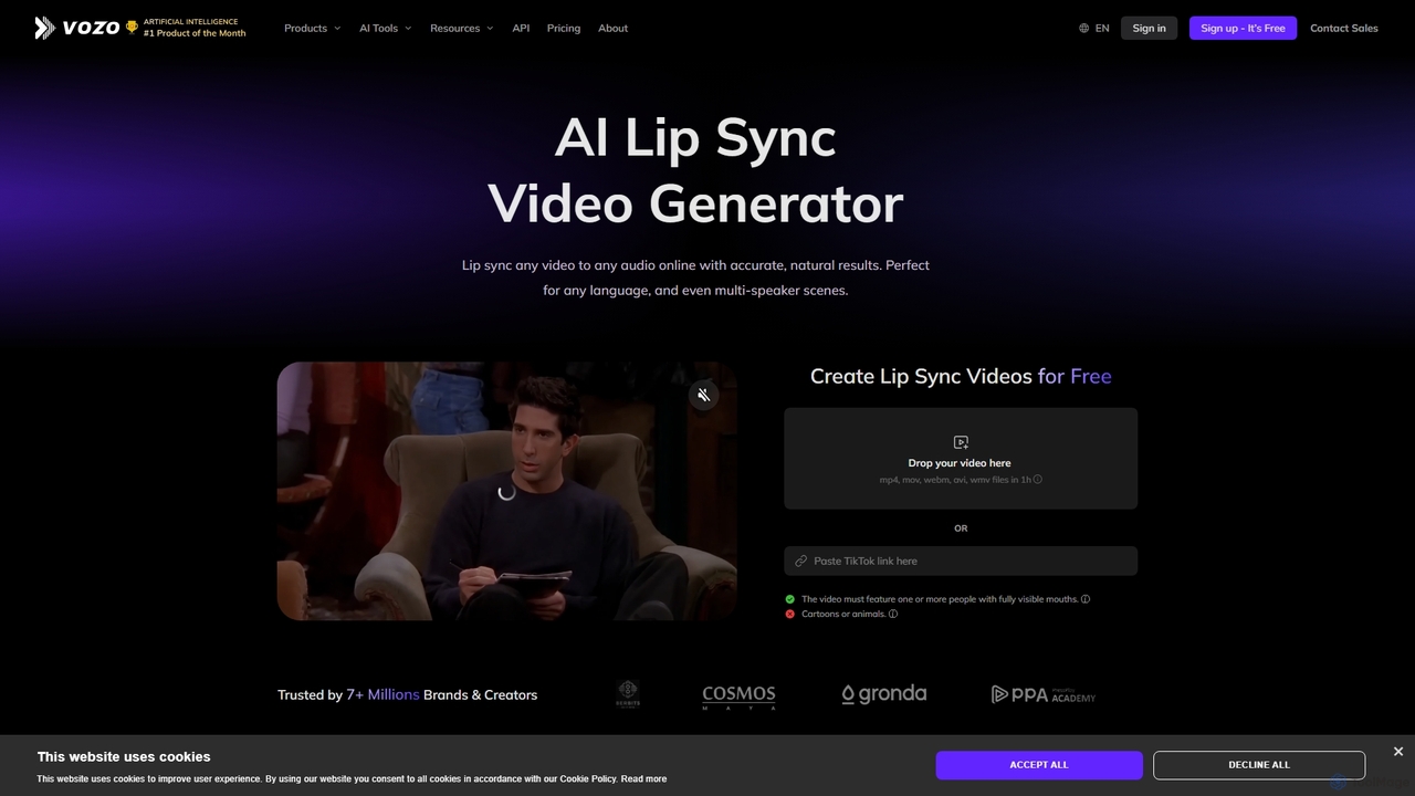 Studio-Quality AI Lip Sync Video Generator for Vozo