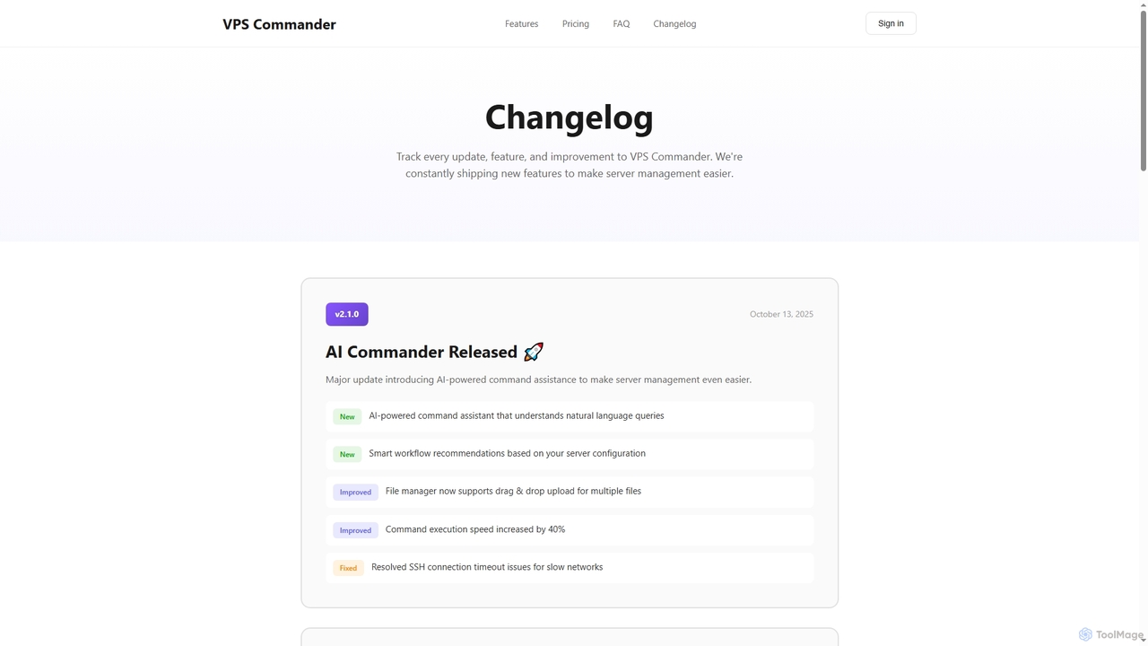 Changelog - VPS Commander | Latest Updates & Features for VPS Commander