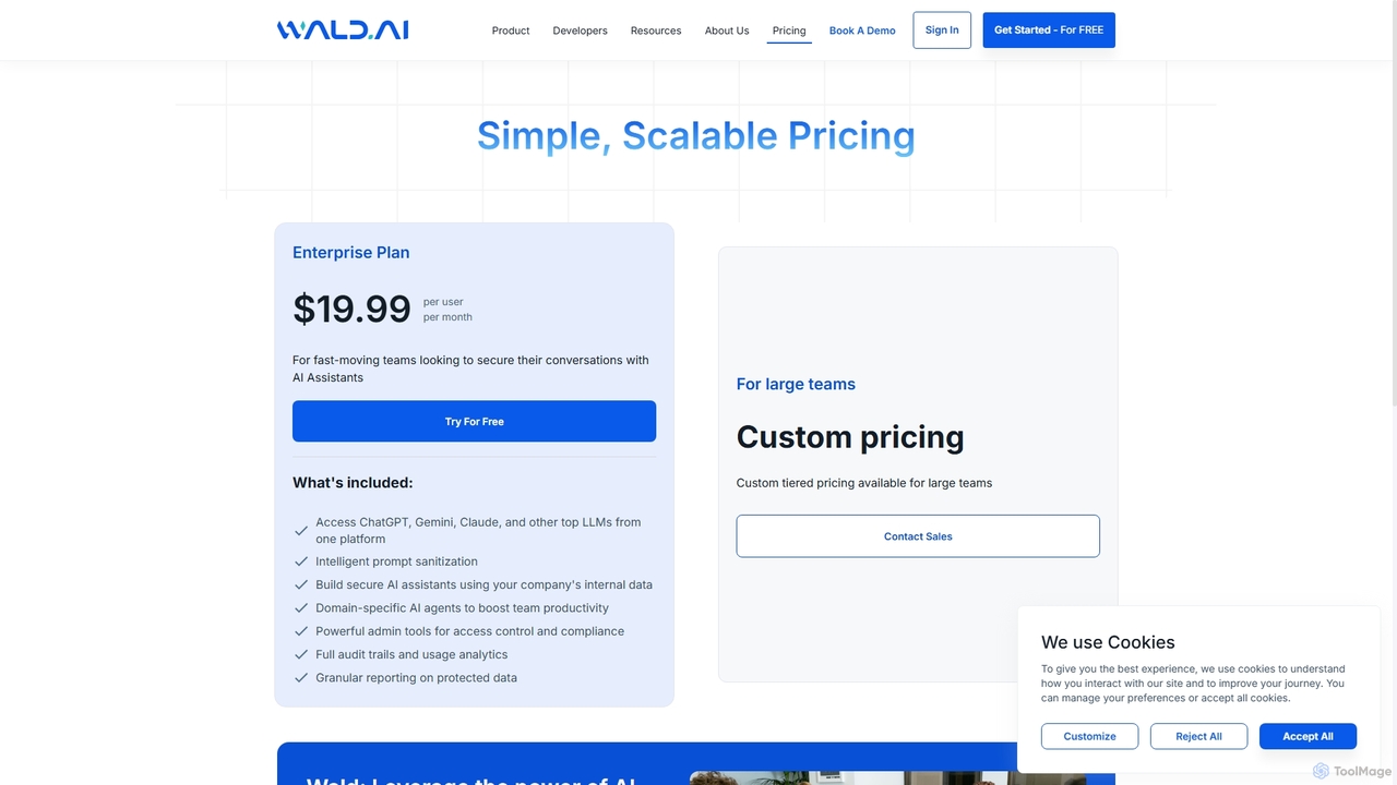 Wald.ai Pricing: Secure AI Assistant | Enterprise Plans for Wald.ai