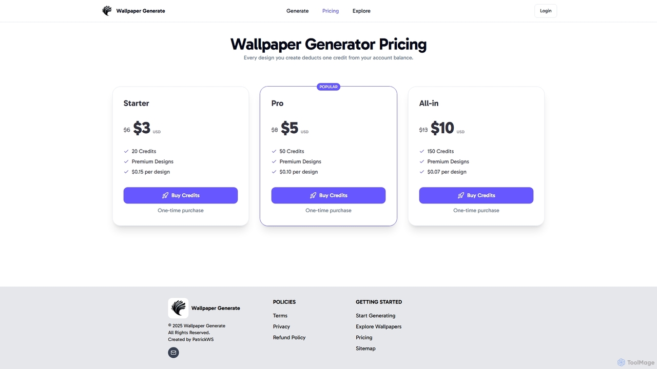 Pricing | Buy Credits | wallpapergenerate.com for Wallpaper Generate
