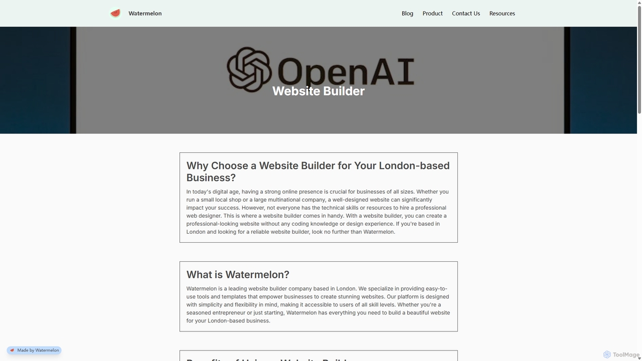Website Builder - Create Stunning Websites Easily for Watermelon