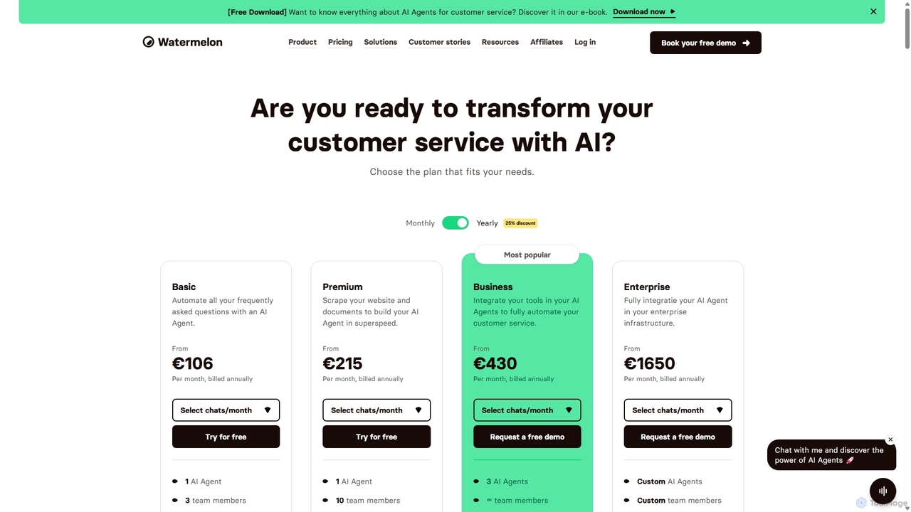 Pricing | Basic, Premium, Business and Enterprise | Watermelon for Watermelon