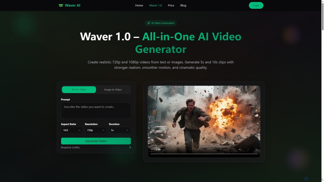 Waver 1.0 – All-in AI Video Generator with Realistic Motion for Waverai