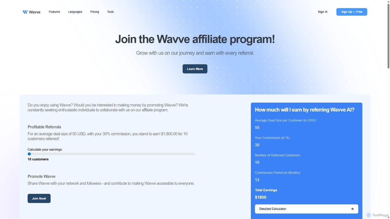 Wavve - Affiliate Program for Wavve AI