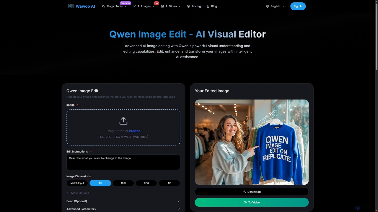 Qwen Image Edit - AI Visual Editor | Wawoo AI for Wawoo AI